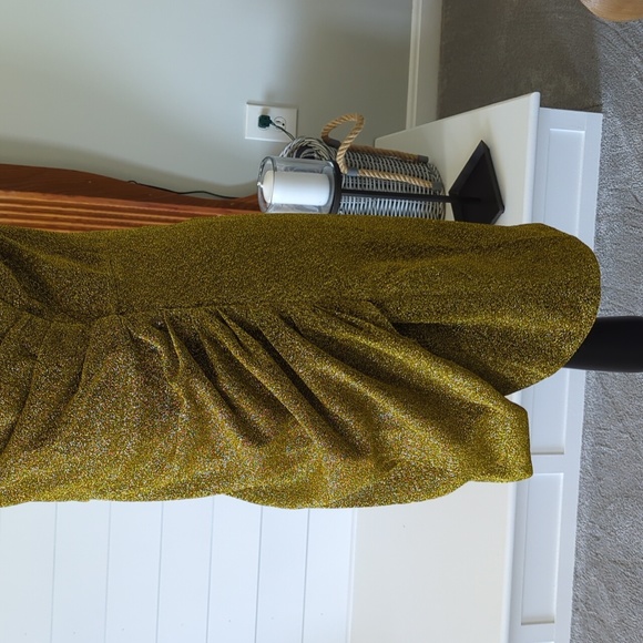 Lulu's Got the Party Gold Lurex One-Shoulder Mini Dress - Picture 4 of 12